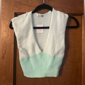 NWT Free People Light Blue and Mint Sweater Vest
